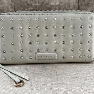 Anteprima Women Wallet Clutch White Leather Purse Wristlet Cardholder Bag